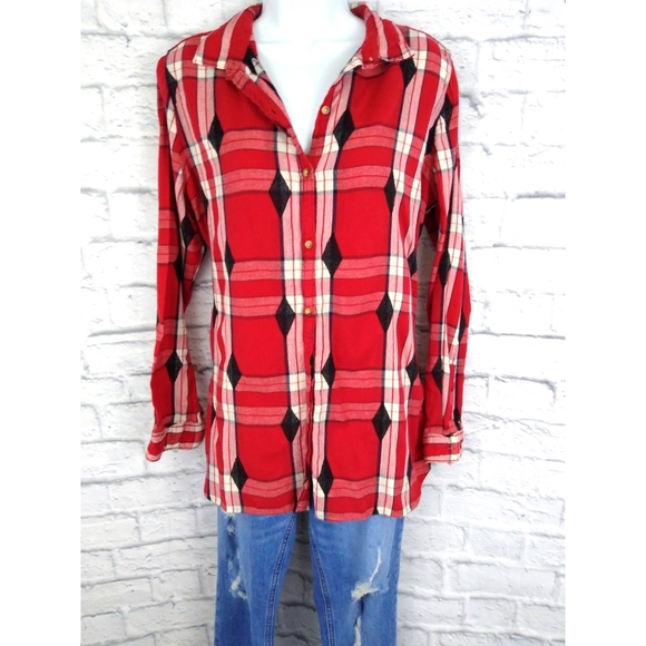 Woolrich Tops - Woolrich Vertical Tribal Print Flannel Shirt L